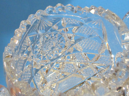 Sugar and creamer American Brilliant Period Cut Glass Antique tg