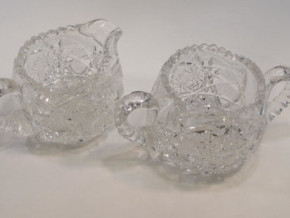 Sugar and creamer American Brilliant Period Cut Glass Antique tg