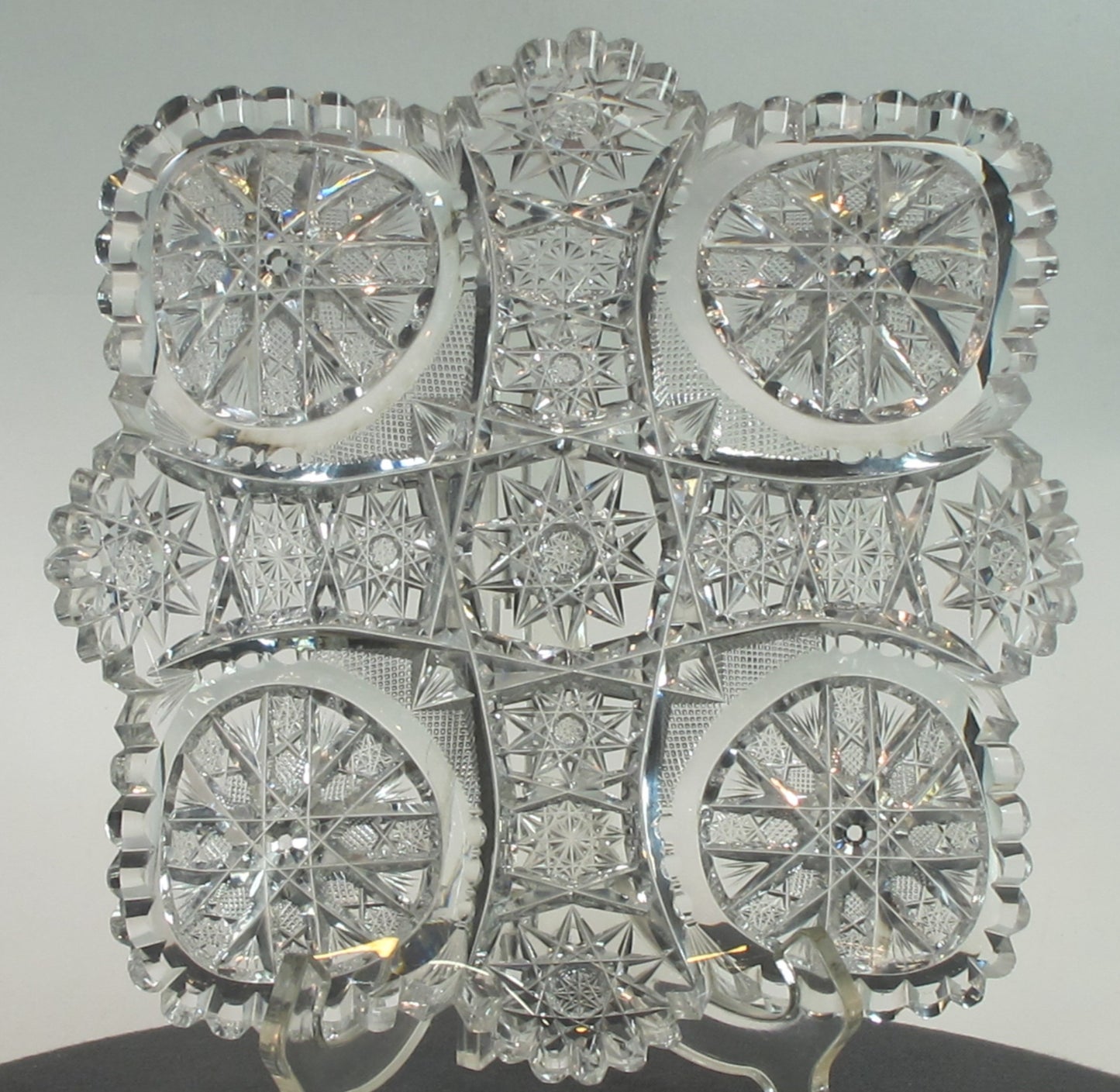 American Brilliant Period hand Cut square low bowl
