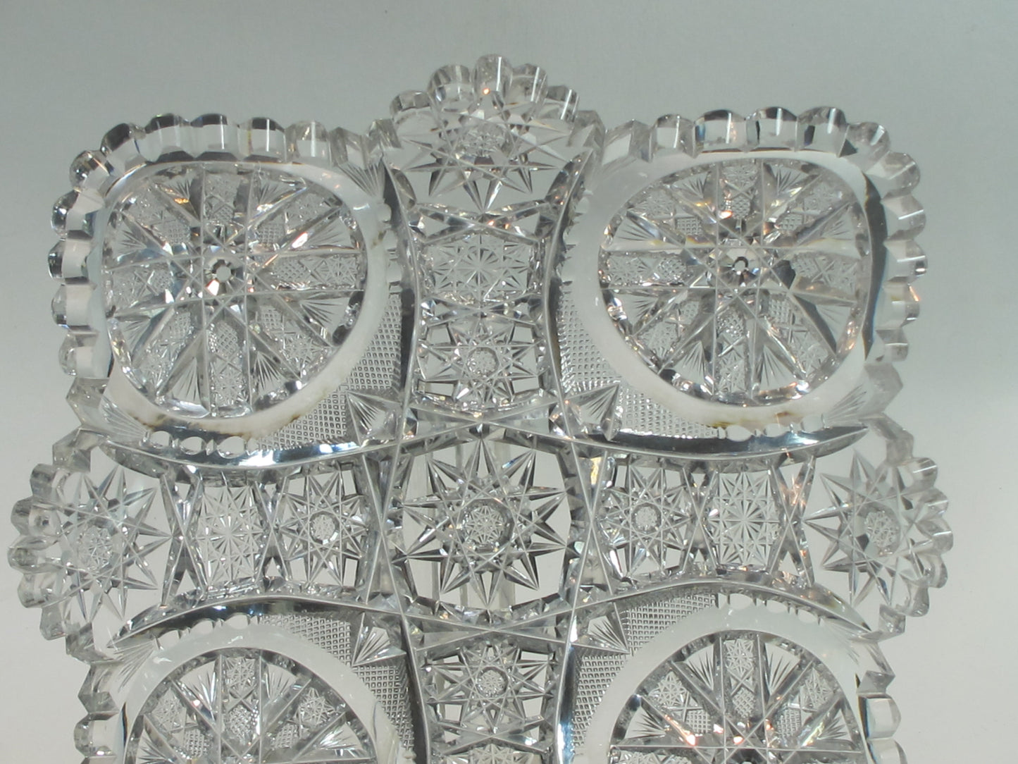 American Brilliant Period hand Cut square low bowl