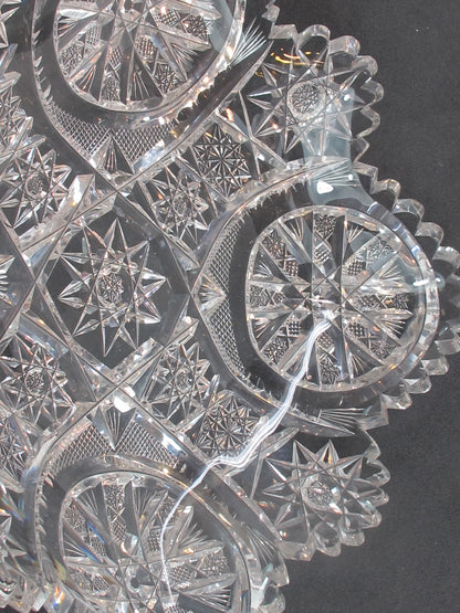 American Brilliant Period hand Cut square low bowl