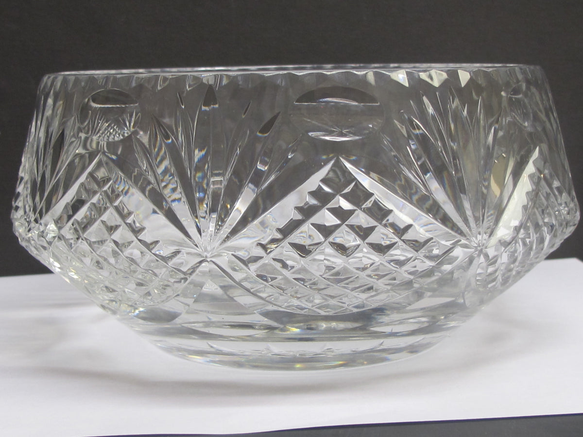 Signed Hand Cut Glass  bowl English blown blank Stuart ?