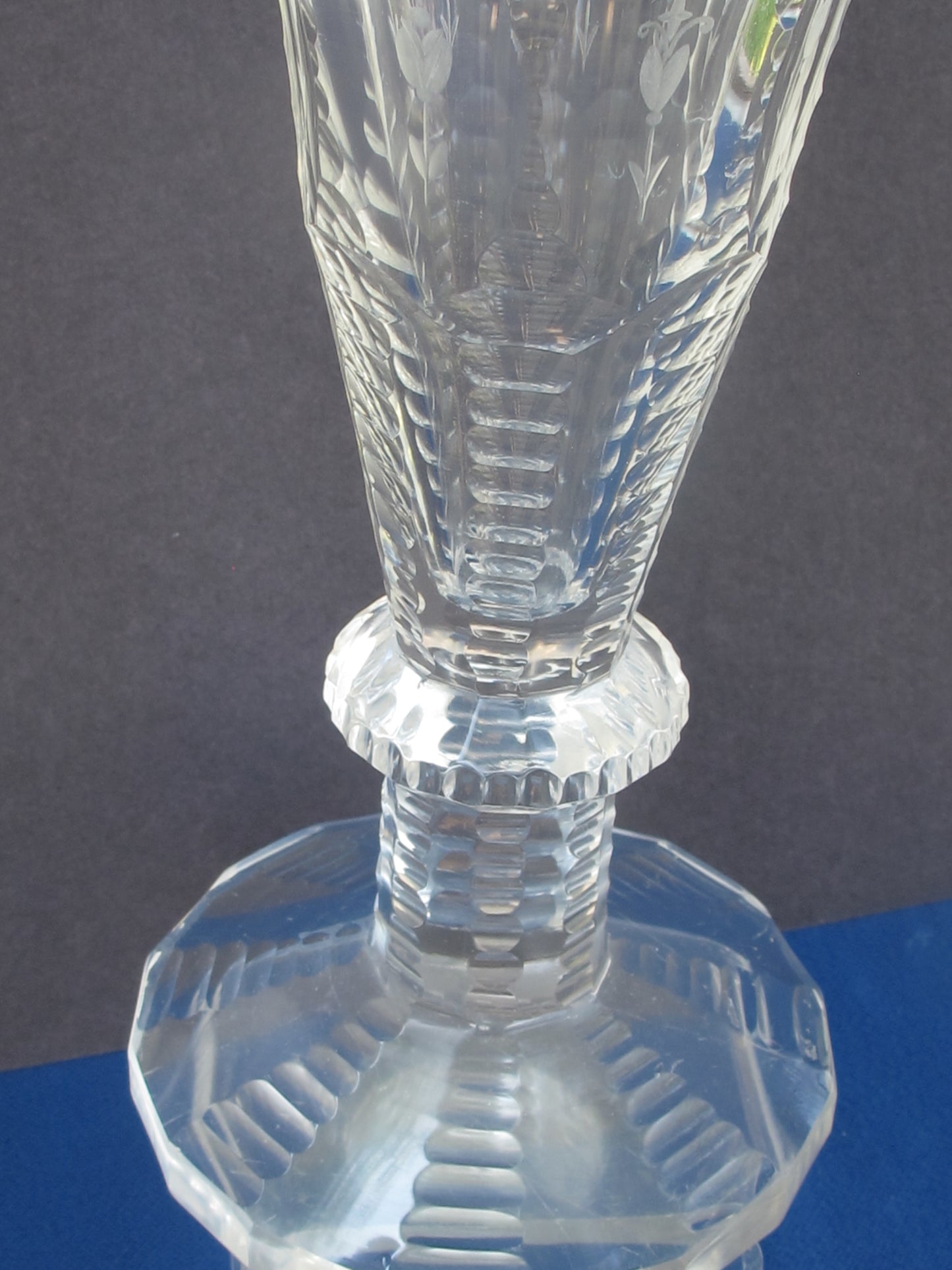 Early Cut glass vase antique 13.75"