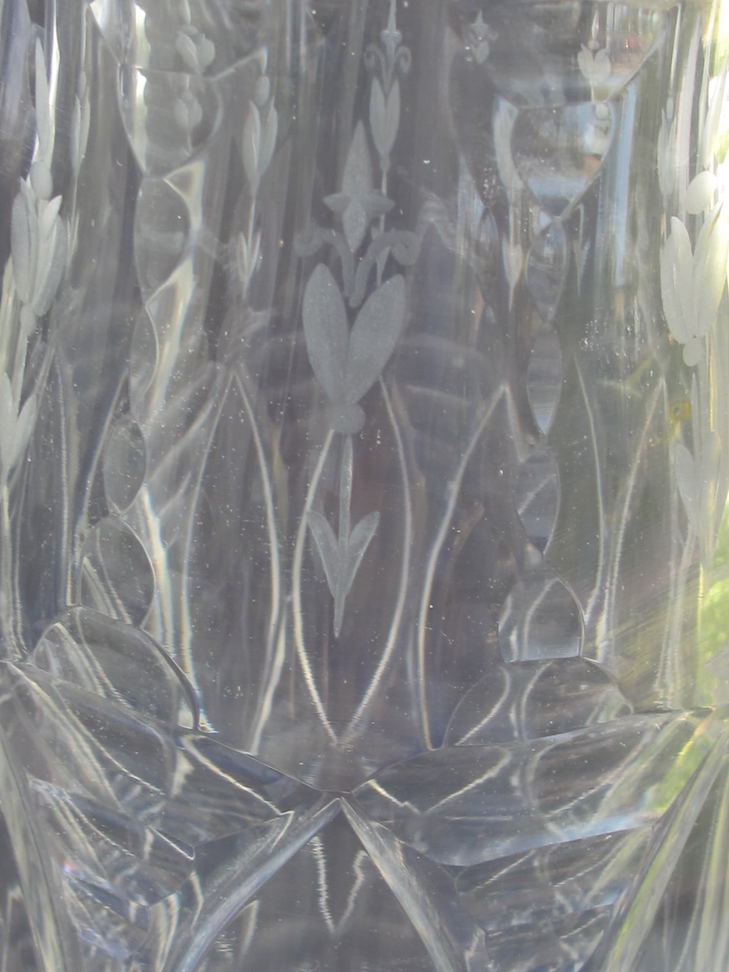 Early Cut glass vase antique 13.75"