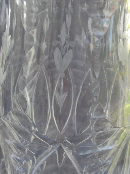 Early Cut glass vase antique 13.75"