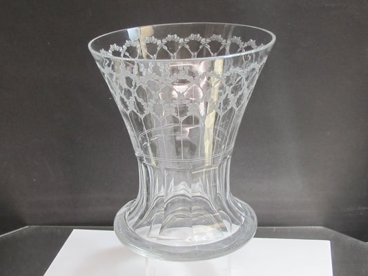 Glass Vase acid Etched fluted