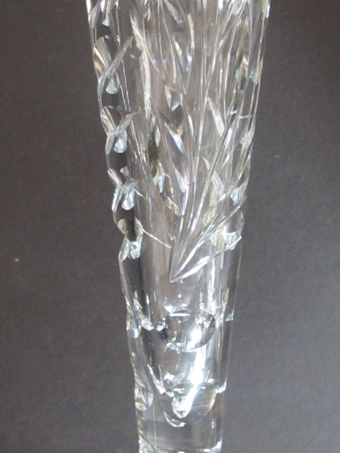 Cut glass trumpet vase antique 12"