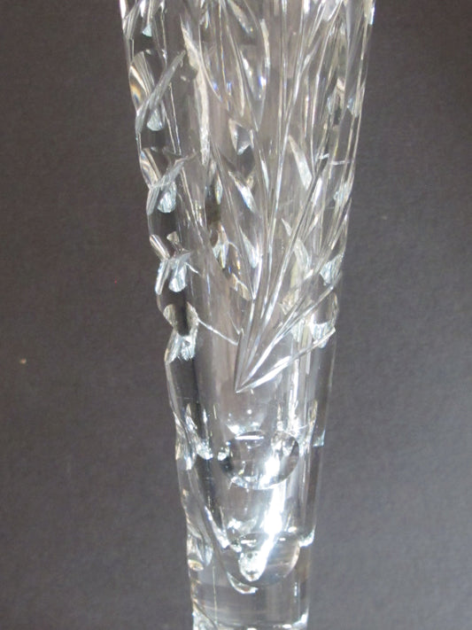 Cut glass trumpet vase antique 12"