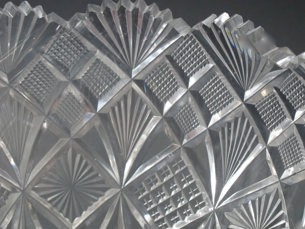 ABP cut glass square bowl American brilliant period 1886 -1915 - O'Rourke crystal awards & gifts abp cut glass