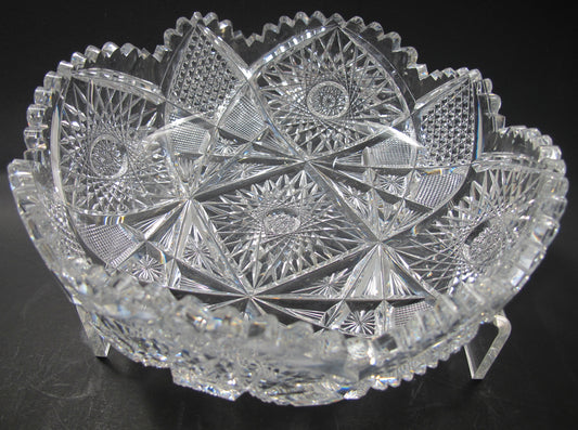 American Brilliant Period Cut Glass low bowl Antique crystal Sharp - O'Rourke crystal awards & gifts abp cut glass