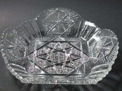 ABP cut glass square base bowl American brilliant period 1886 -1915 - O'Rourke crystal awards & gifts abp cut glass