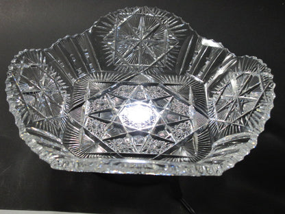 ABP cut glass square base bowl American brilliant period 1886 -1915 - O'Rourke crystal awards & gifts abp cut glass