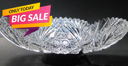 ABP American Brilliant Period Cut Glass crimped tray Antique - O'Rourke crystal awards & gifts abp cut glass