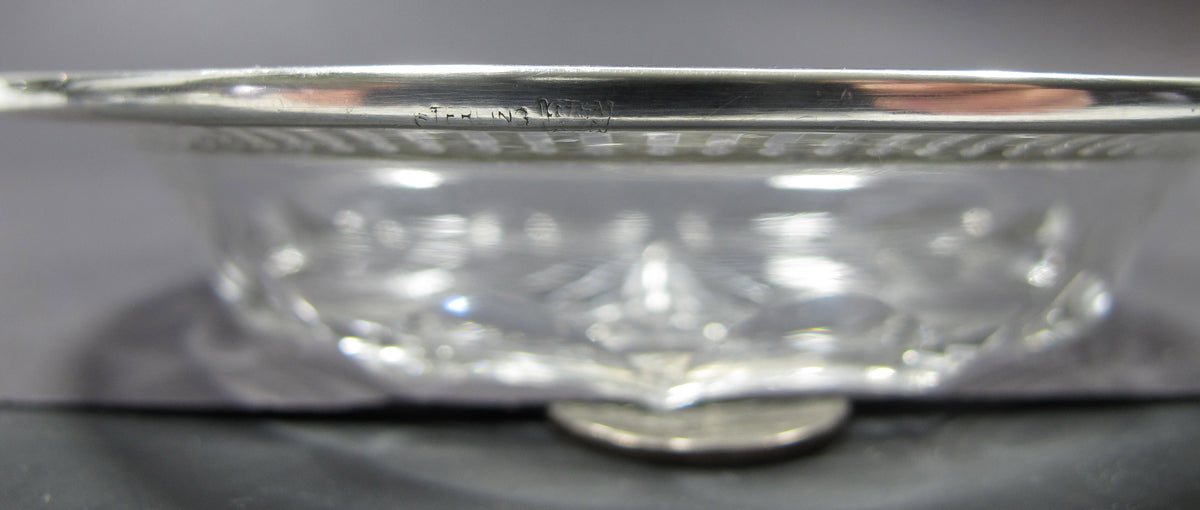 Sterling silver rim Cut Glass dish Antique - O'Rourke crystal awards & gifts abp cut glass