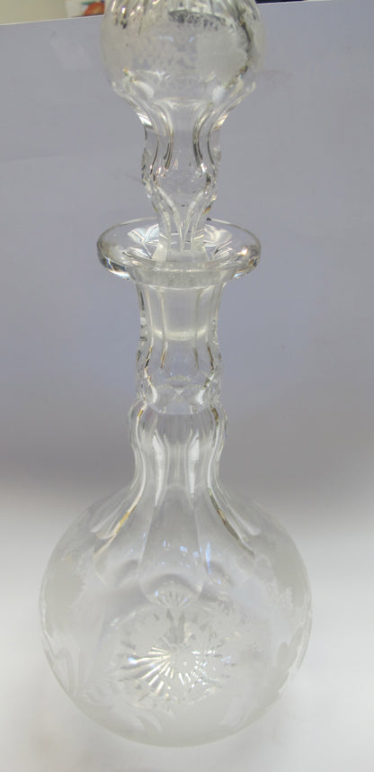 Hand copper wheel engraved decanter antique - O'Rourke crystal awards & gifts abp cut glass