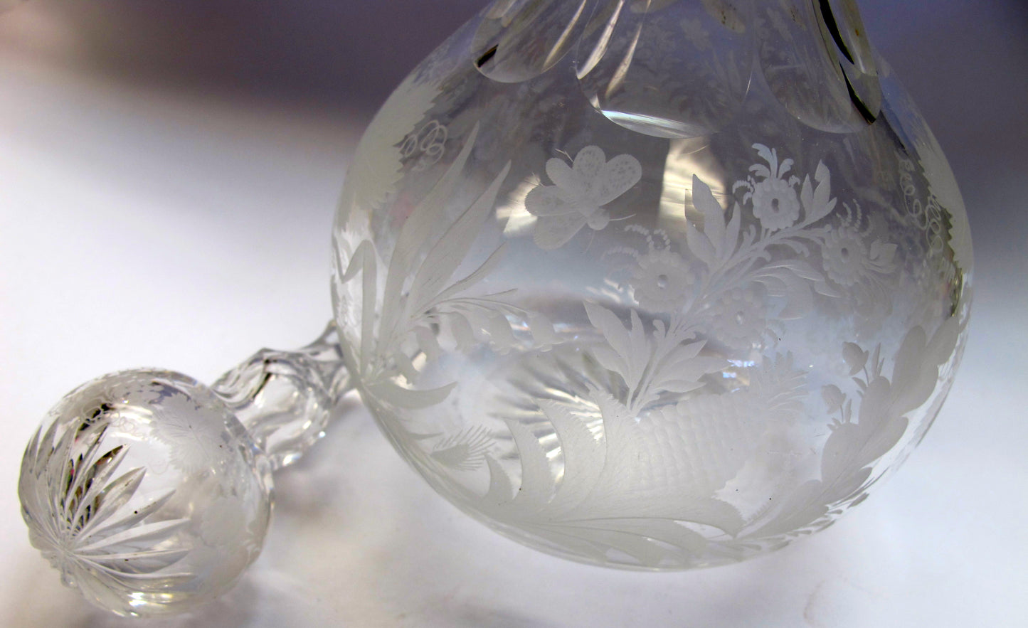 Hand copper wheel engraved decanter antique - O'Rourke crystal awards & gifts abp cut glass