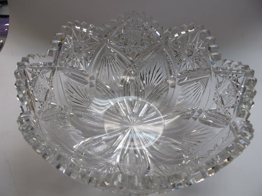 American Brilliant Period hand Cut Glass mouth blown bowl abp  10" - O'Rourke crystal awards & gifts abp cut glass