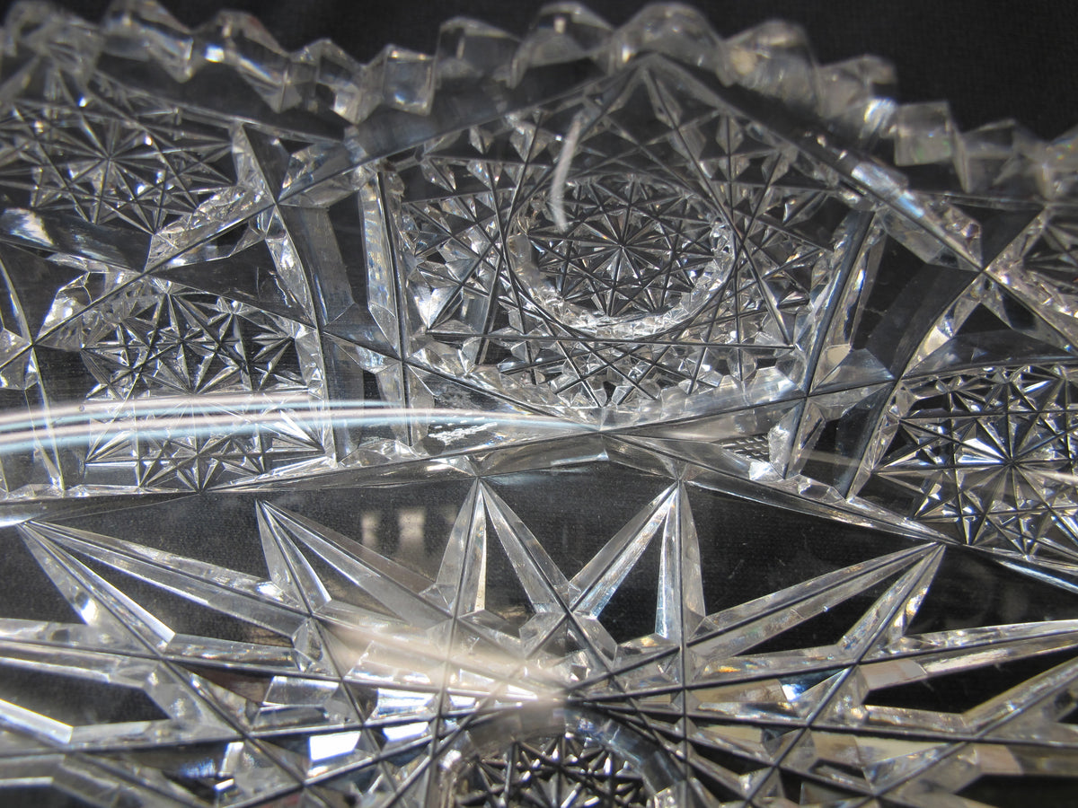 P& B Signed American Brilliant Period Hand Cut Antique Crystal dish - O'Rourke crystal awards & gifts abp cut glass