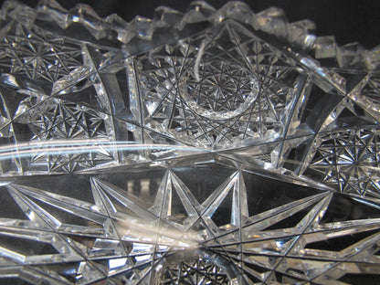 P& B Signed American Brilliant Period Hand Cut Antique Crystal dish - O'Rourke crystal awards & gifts abp cut glass