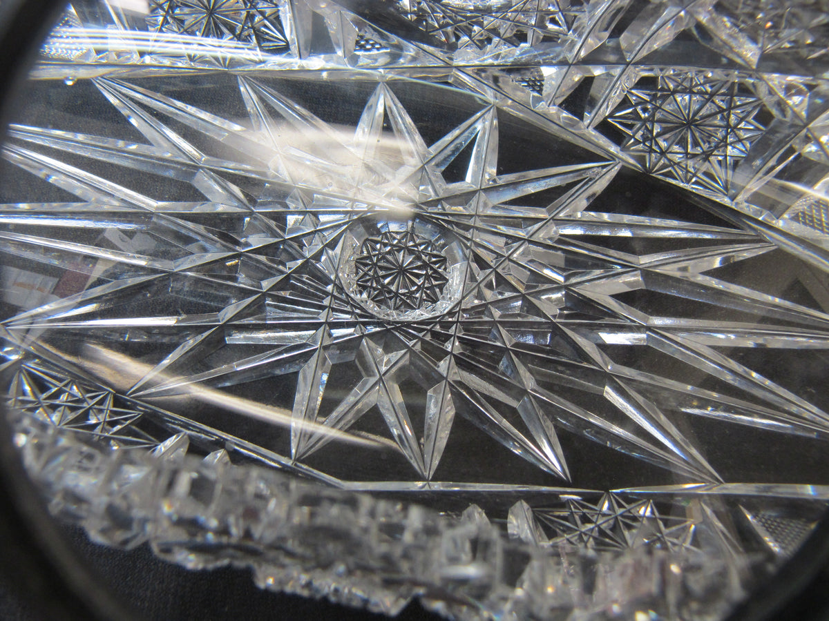 P& B Signed American Brilliant Period Hand Cut Antique Crystal dish - O'Rourke crystal awards & gifts abp cut glass