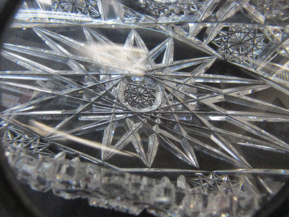 P& B Signed American Brilliant Period Hand Cut Antique Crystal dish - O'Rourke crystal awards & gifts abp cut glass
