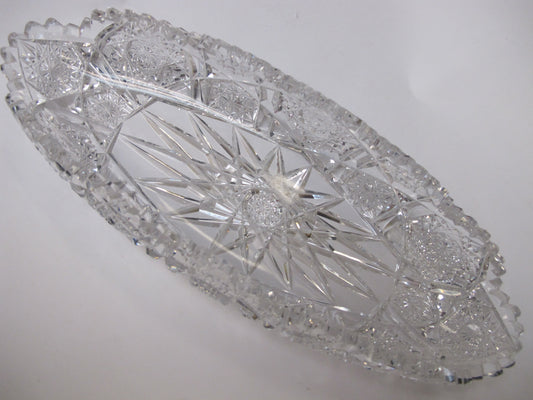 P& B Signed American Brilliant Period Hand Cut Antique Crystal dish - O'Rourke crystal awards & gifts abp cut glass