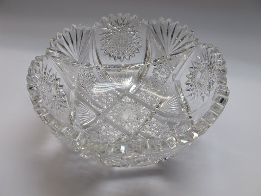 American Brilliant Period Cut Glass ABP Antique 8.25" bowl - O'Rourke crystal awards & gifts abp cut glass