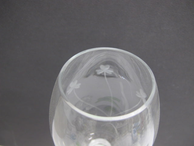 4 wine glasses hand cut Shamrock - O'Rourke crystal awards & gifts abp cut glass