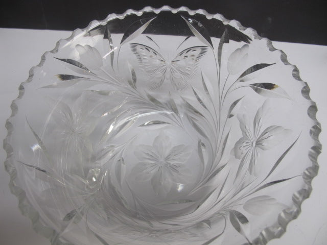 ABP cut glass bowl American brilliant blown blank intaglio butterfly - O'Rourke crystal awards & gifts abp cut glass