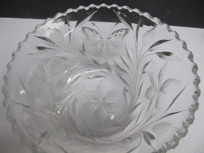 ABP cut glass bowl American brilliant blown blank intaglio butterfly - O'Rourke crystal awards & gifts abp cut glass