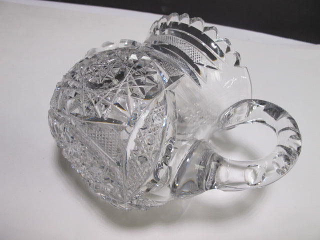 American Brilliant Period Cut Glass 2 handle sugar Antique abp hand cut