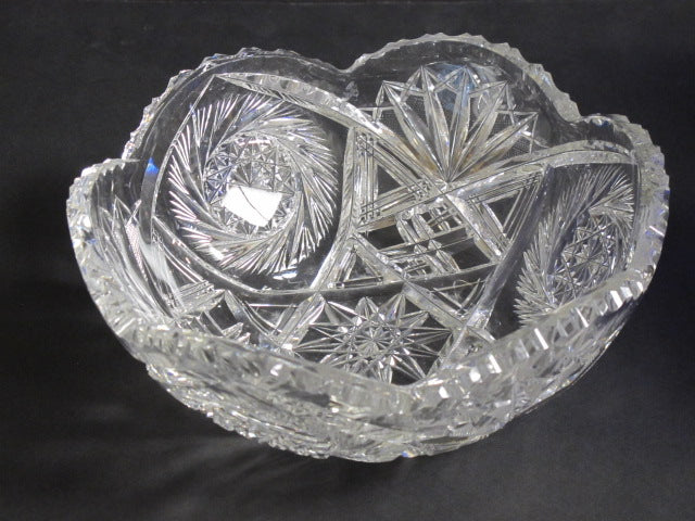 ABP cut glass bowl American brilliant Maple leaf