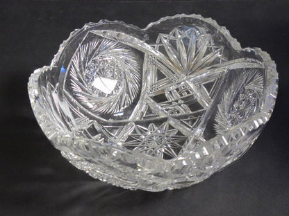 ABP cut glass bowl American brilliant Maple leaf