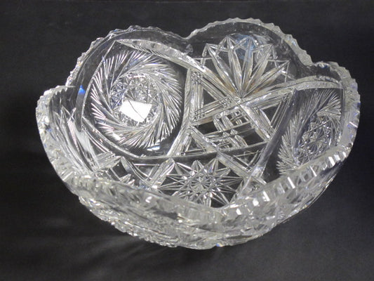 ABP cut glass bowl American brilliant Maple leaf