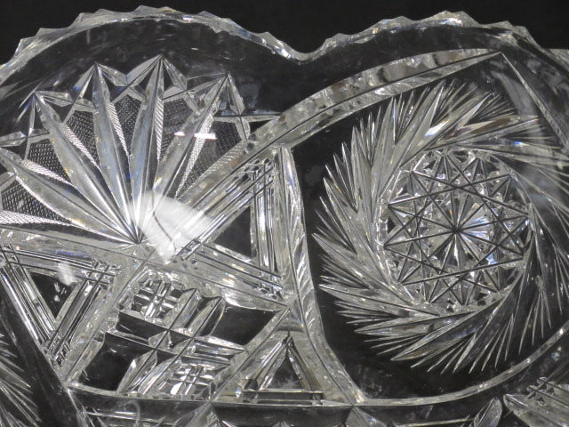 ABP cut glass bowl American brilliant Maple leaf