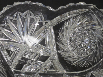 ABP cut glass bowl American brilliant Maple leaf