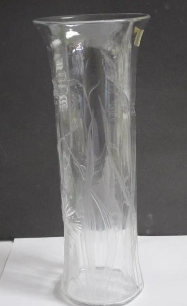 Cut glass Engraved vase antique C16