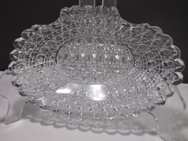 ABP cut glass odd shape dish