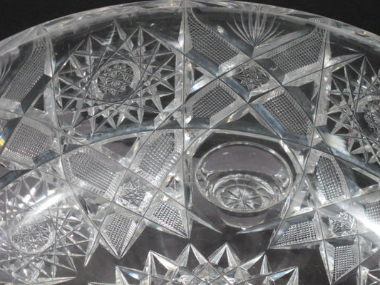 American Brilliant Period Hand Cut Glass Antique 3 legged bowl