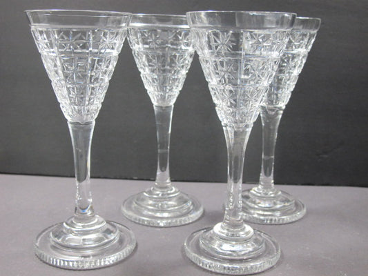 Cut glass sherry stemware Hand cut stepped foot