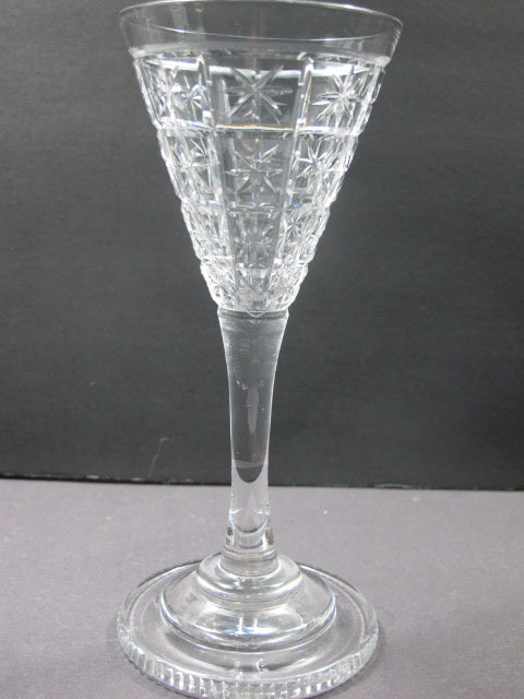 Cut glass sherry stemware Hand cut stepped foot
