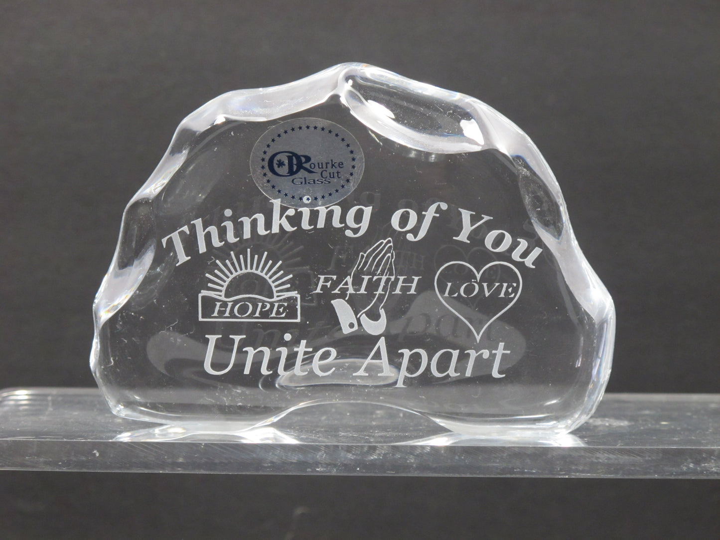Thinking of you paperweight, 24% lead crystal Great gift Hope Faith Hope