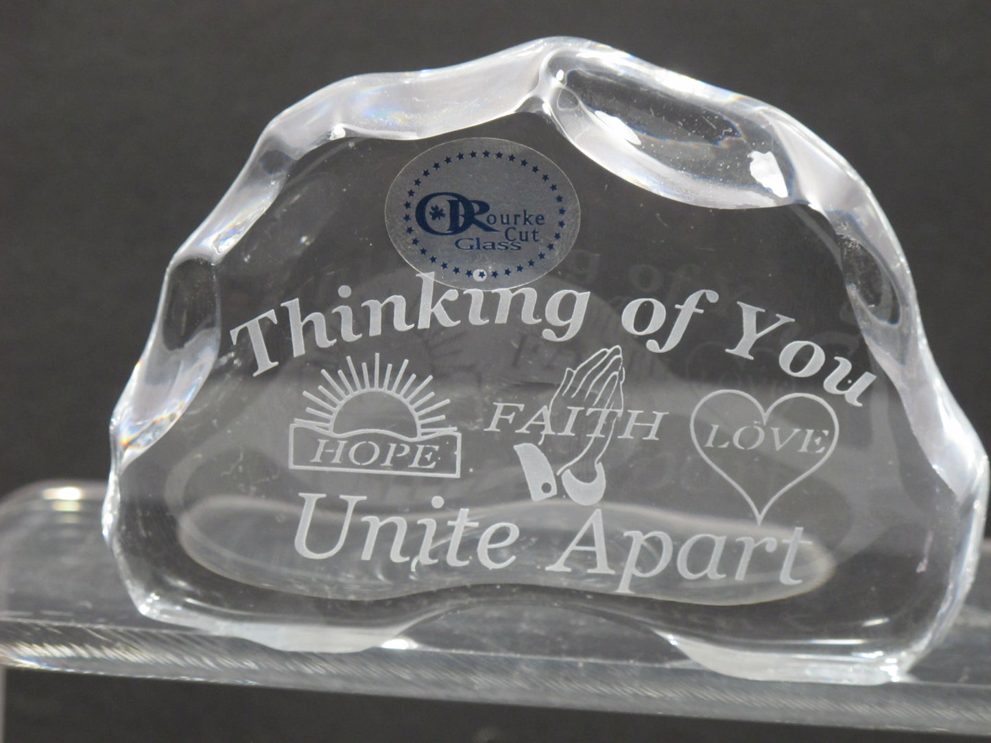 Thinking of you paperweight, 24% lead crystal Great gift Hope Faith Hope