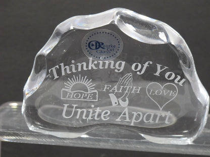 Thinking of you paperweight, 24% lead crystal Great gift Hope Faith Hope