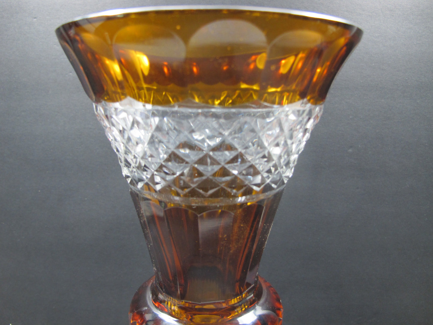 Cut glass vase AMBER dark