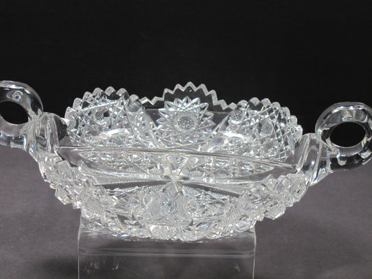 American Brilliant Period Cut Glass divided nappie Antique