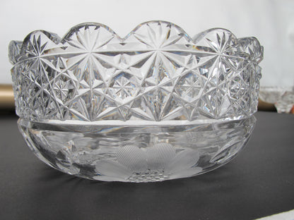 ABP cut glass oval bowl American + Floral