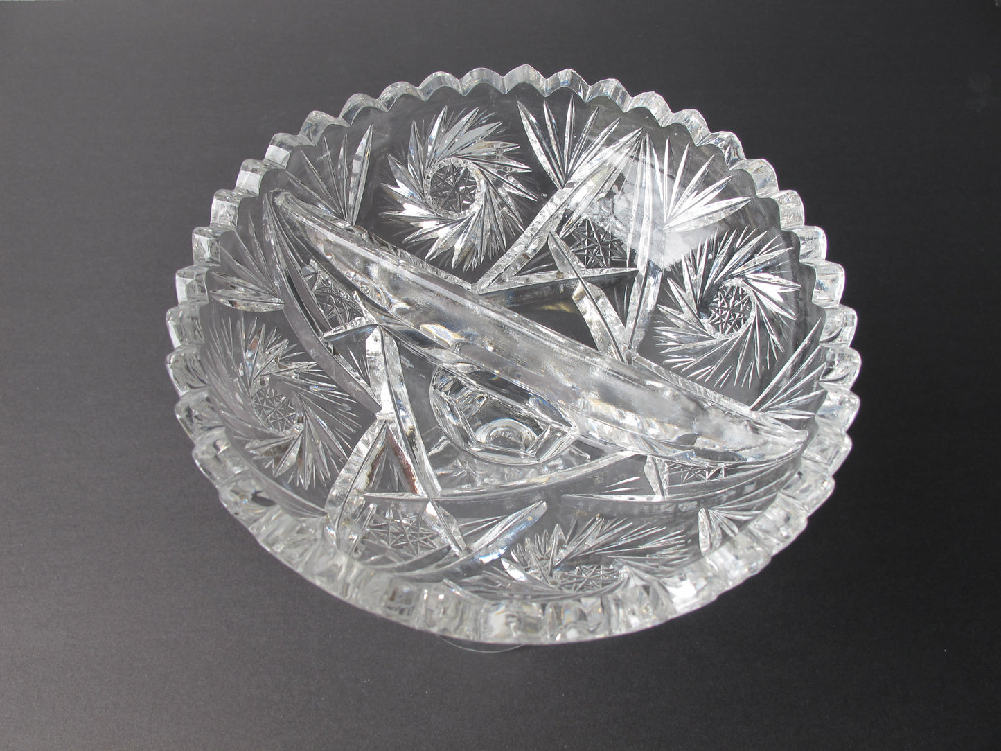 American Brilliant Period Cut Glass compote, divided Antique