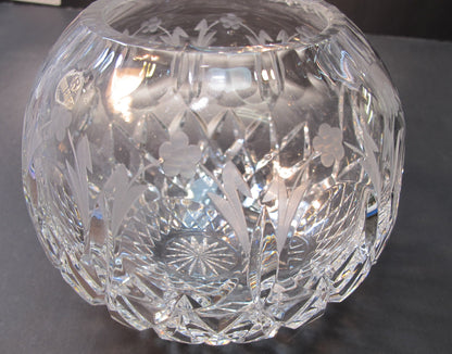 Hand Cut glass rose bowl Yugoslavia