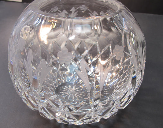 Hand Cut glass rose bowl Yugoslavia